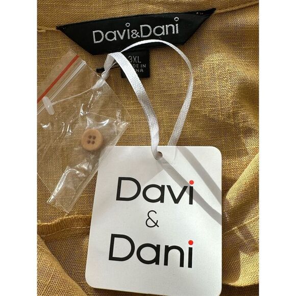 Davi & Dani Women's 3XL Gold Button-Up Shirt Short Sleeve Relaxed Fit - Picture 5 of 7